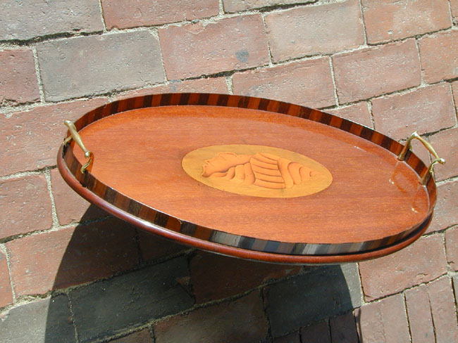 A Fine Late 19th Century English Mahogany Serving Tray With Brass Handles Circa 1890
